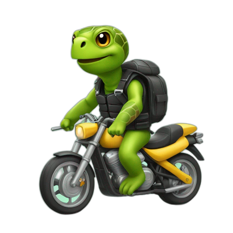 Une tortue sur une moto emoji