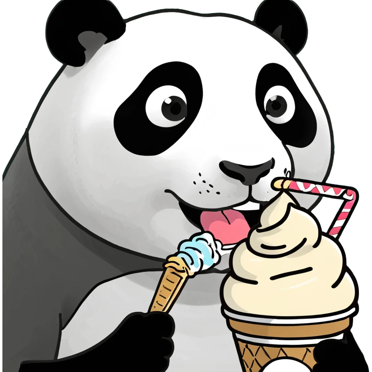 Panda eating ice cream emoji