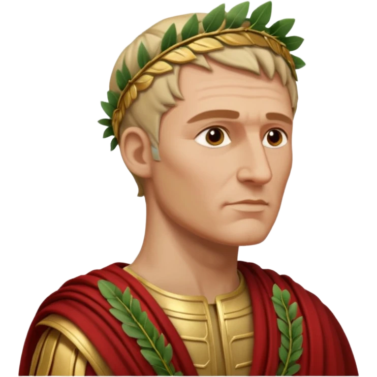 Julius Caesar as an emoji, side profile, laurel wreath, Roman attire emoji