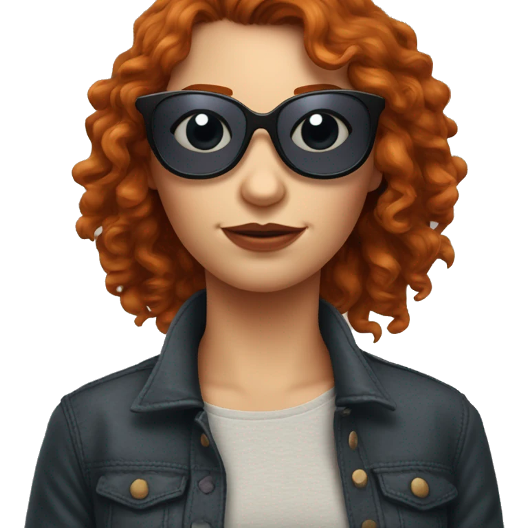 femme mûre rousse cheveux bouclés avec des lunettes  emoji