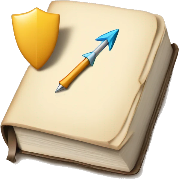 book open with dart arrow emoji