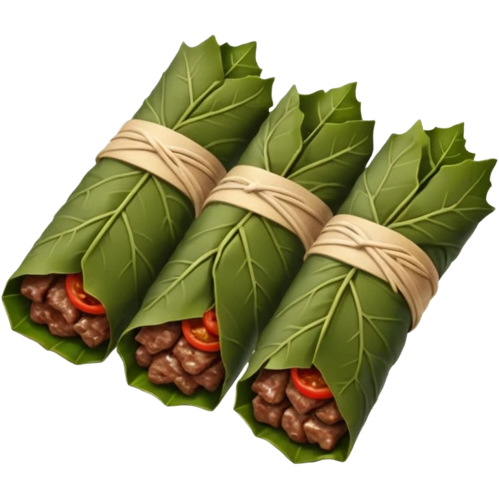 meat and rice wrapped in vine leaves emoji