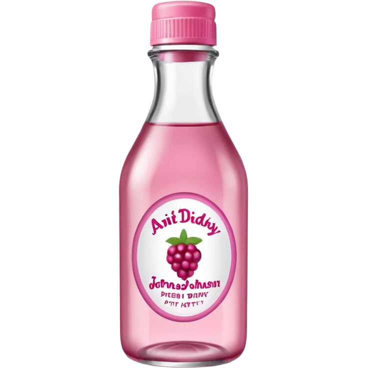 realistic Johnson and Johnson style bottle pink cap pink logo clear bottle with aint no party like a berry party written on the logo with diddy oil and a berry on top bottle emoji