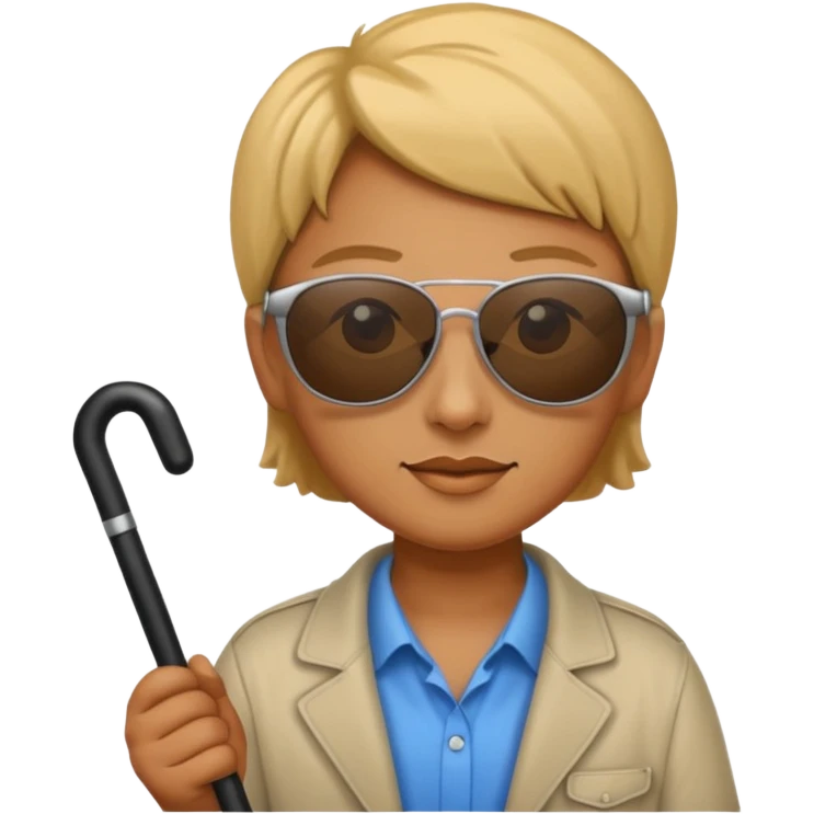 A blind person wearing sunglasses and holding a guide cane emoji