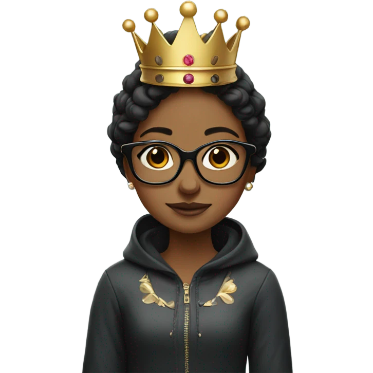 portrait of a girl wearing black glasses and a crown  emoji
