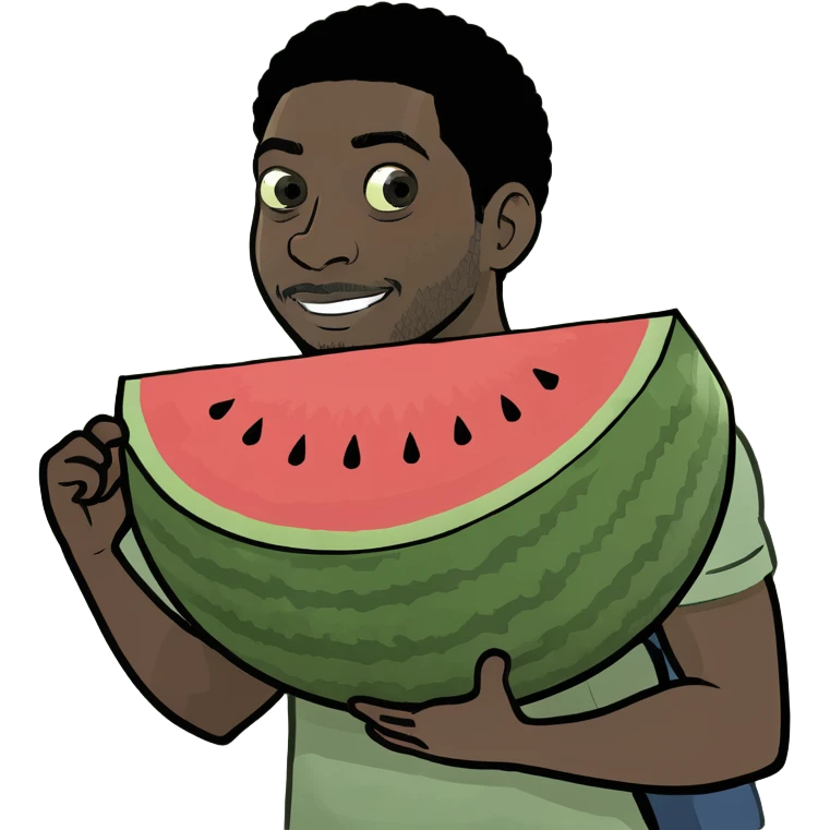 big strong black guy carrying a watermelon  emoji
