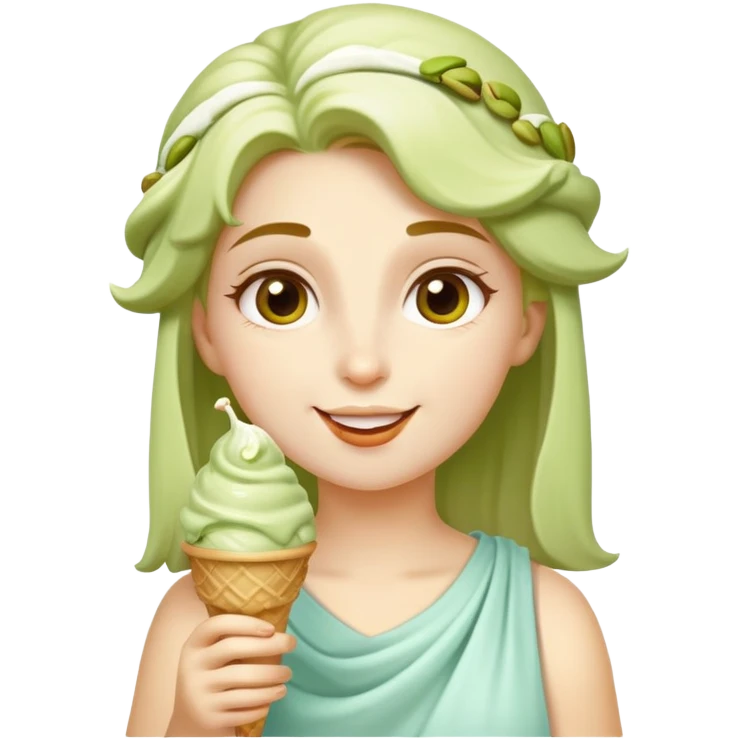 happy Athena eating pistachio ice cream emoji