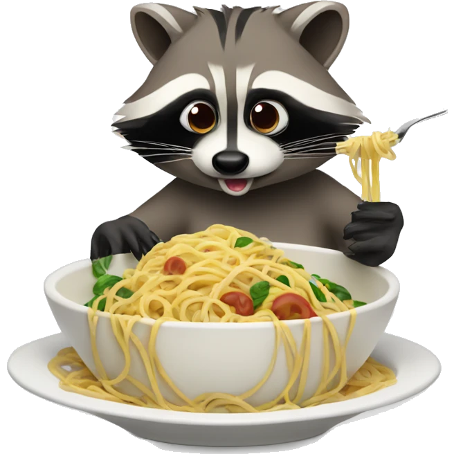Raccoon eat spaggetti emoji