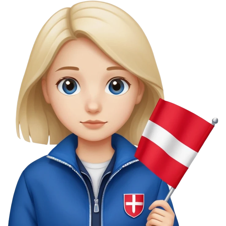 girl student with blue jacket holding Poland flag emoji
