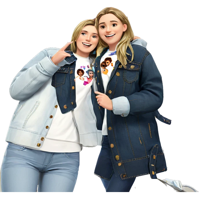 smiling girls in denim jackets emoji