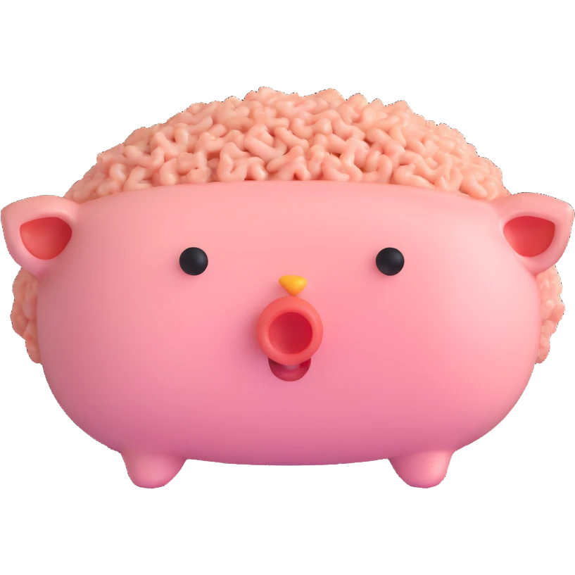 minced pork, clean, minimal, cute, well-lit, soft shadow, white background emoji