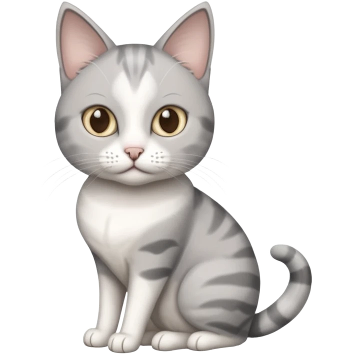 disabled grey and white cat in pet mobility aide emoji