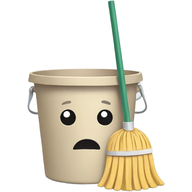Flat mop and beige bucket emoji