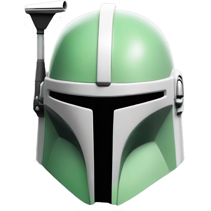 Light green and white colored Mandalorian helmet with antenna emoji