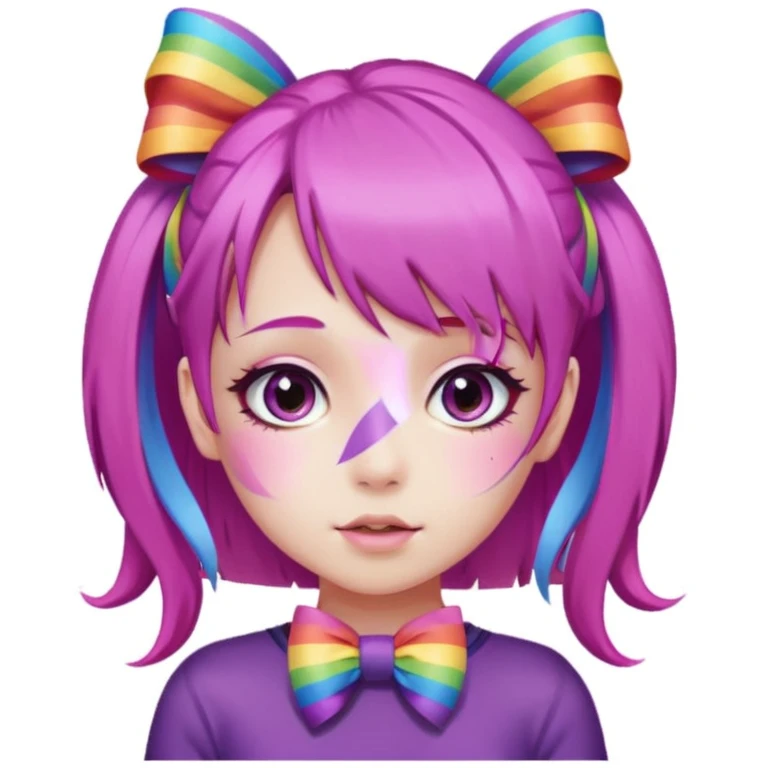Purple Loli girl with pink hair and a rainbow bow emoji