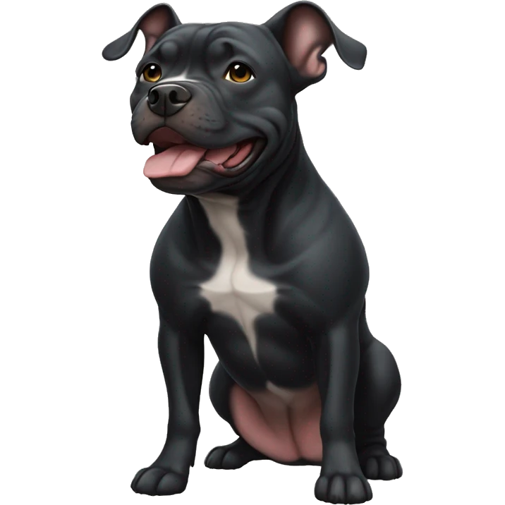 Black American Pocket Bully with floppy ears emoji