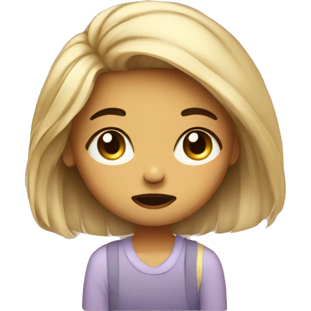 cute design girl she use a note book and looks like tired  emoji