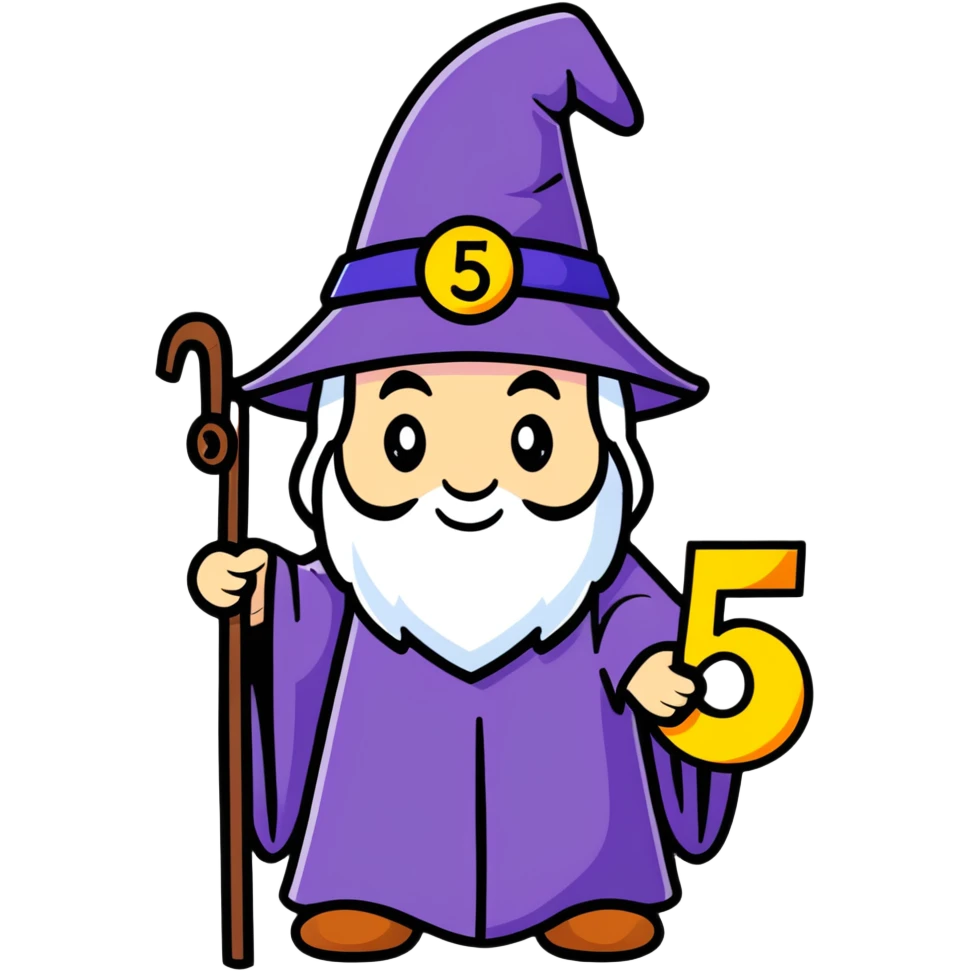 wizard holding number 5 emoji