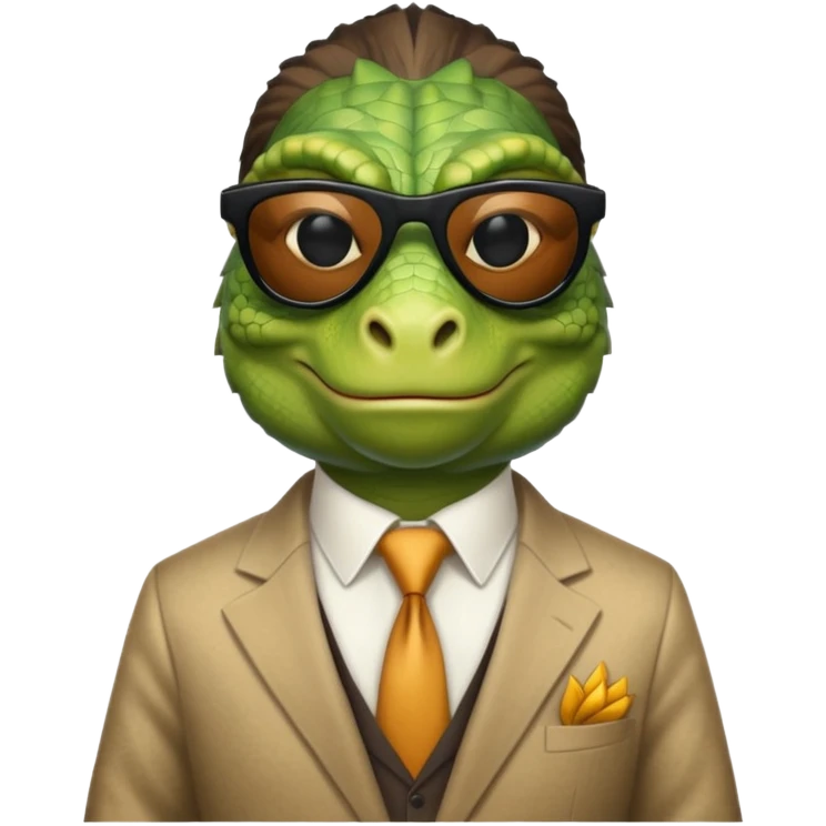 capitalist iguana banker godfather with black sunglasses cynical emoji