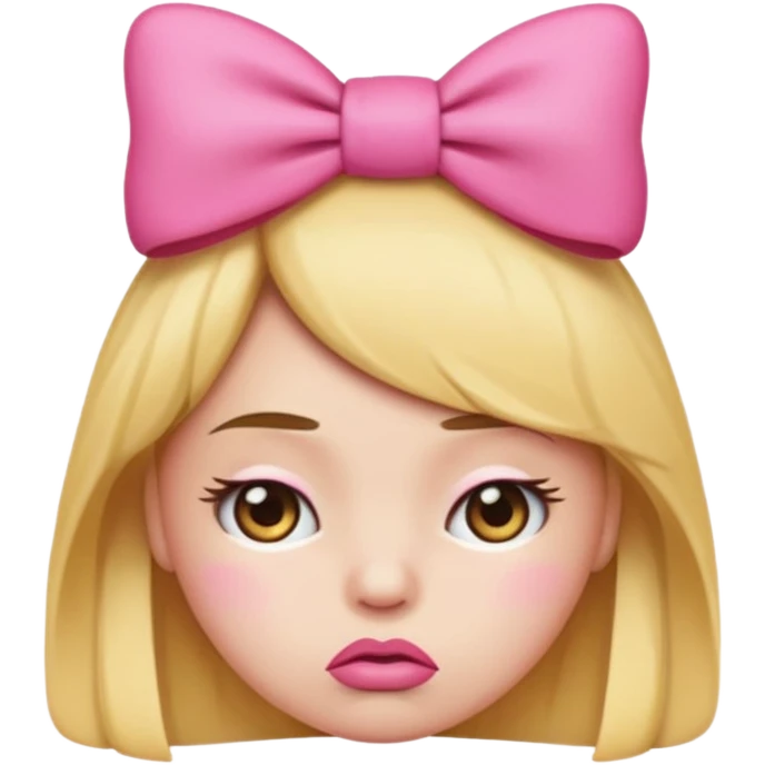 Pouting emoji with pink bow on head emoji