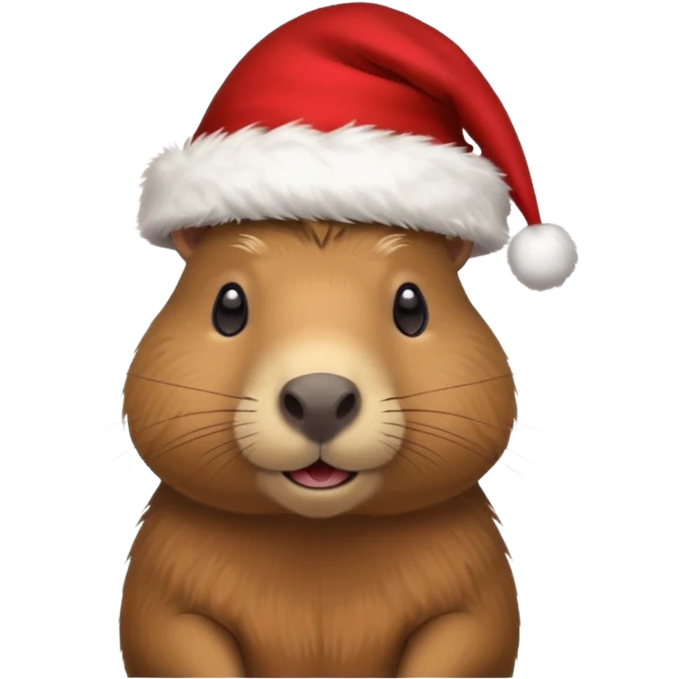 Una capibara con gorro navideño emoji