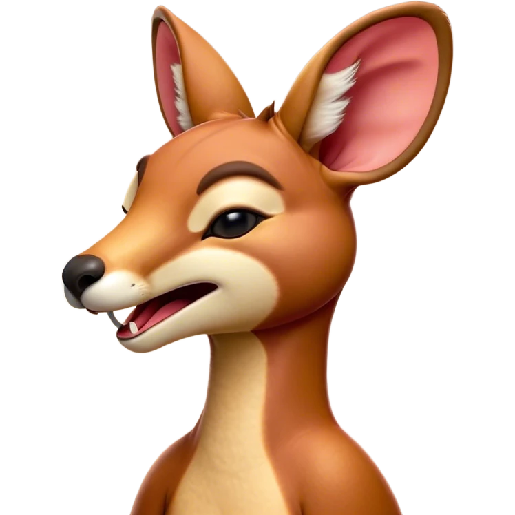 Cinematic Cute Yawning Adult Red Kangaroo Portrait Emoji, Head tilted slightly with a dramatic, wide-open yawn, showcasing a sturdy, reddish form with a distinct red kangaroo-shaped head, a relaxed elongated snout, and sleepy, half-closed eyes, Simplified yet irresistibly adorable features, highly detailed, glowing with a soft, cozy outback glow, high shine, relaxed yet expressive, stylized with a dash of whimsical charm, soft glowing outline, capturing the essence of a drowsy yet affectionate kangaroo that appears ready to stretch and yawn its way out of the screen! emoji