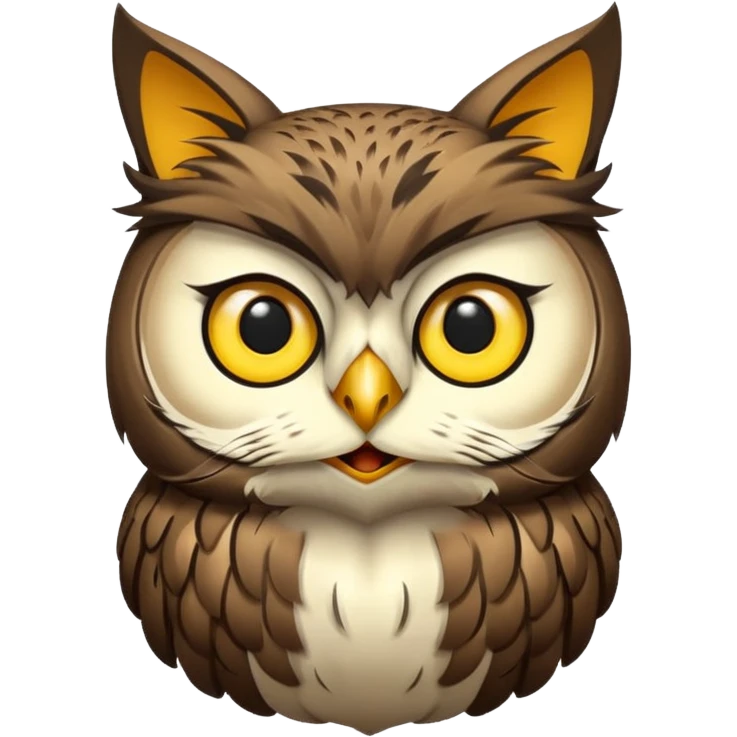 A owl with a cat head emoji