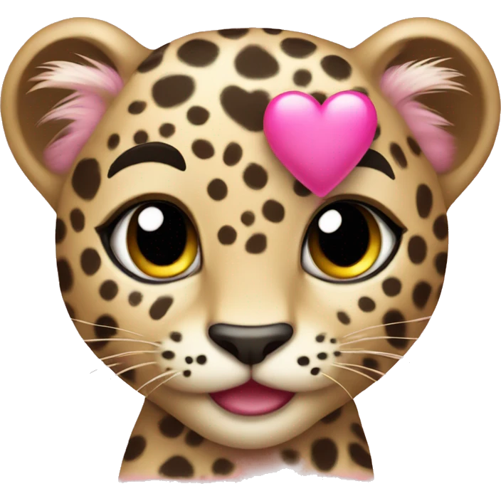 Baby leopard holding a pink heart  emoji