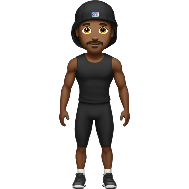 black man, little moustache, black durag, football jogging, full body emoji