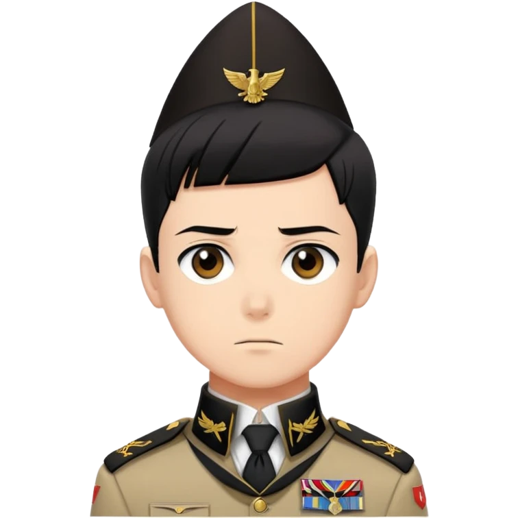 Levi Ackerman from Attack on Titan, with black undercut hair, serious expression, Scout Regiment uniform with cravat emoji