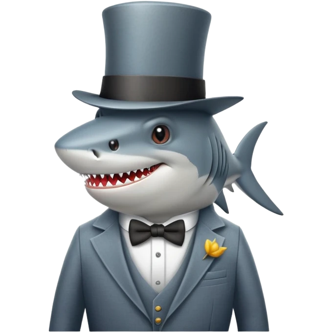 Shark with a top hat emoji