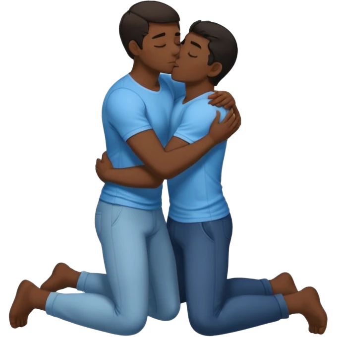 White dark hair male and black male, in love, naked, passionate kiss, snuggle, groping each other,full body view, on floor, orgasm  emoji