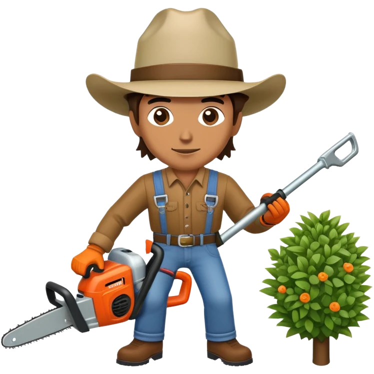 Cowboys with hedge trimmers and chainsaws emoji
