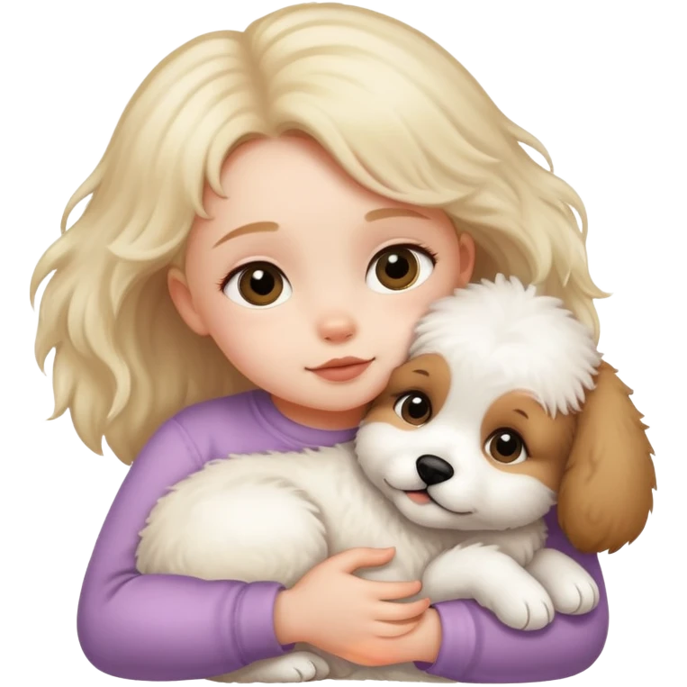 Baby girl cuddling dog  emoji