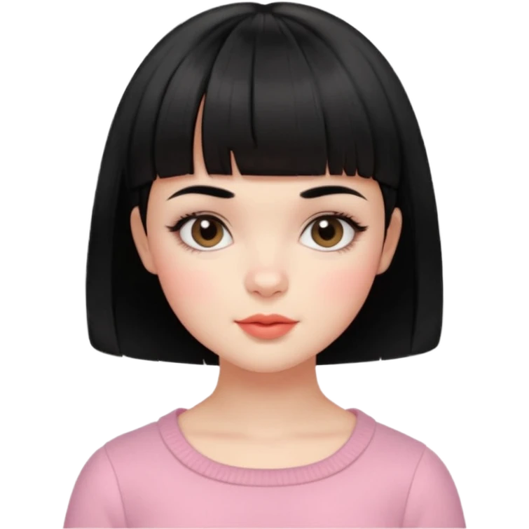 Gorgeous french girl short french haircut baby bangs black hair Amelie Beautiful Blushing Petite Girl with beautiful hair aesthetic emoji