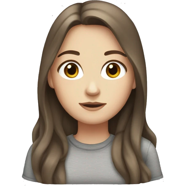 White girl with gray eyes and brown hair  emoji