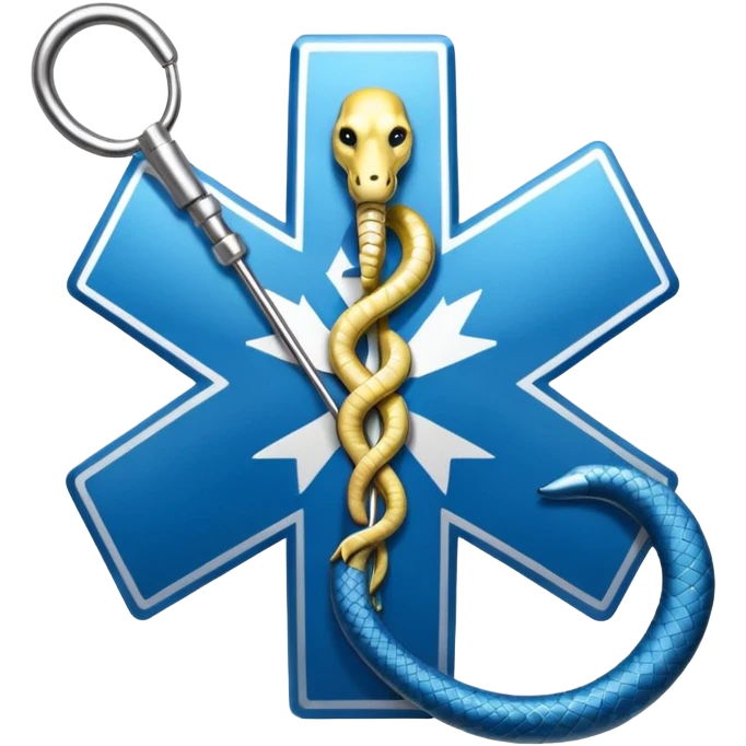 simple blue medical star of life symbol with white rod and snake emblem emoji