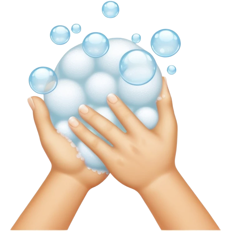 Closeup hands foaming soap bubbles emoji