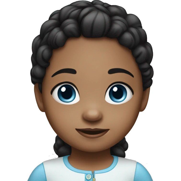 little girl, 3 yo, black hair, blue eyes emoji