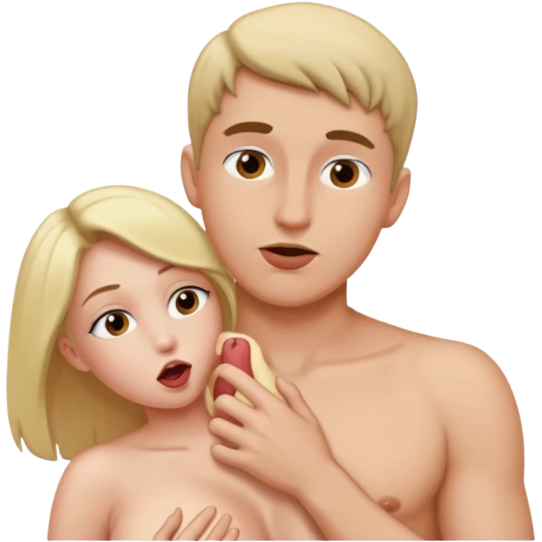 Male sucking female boobs with naked emoji