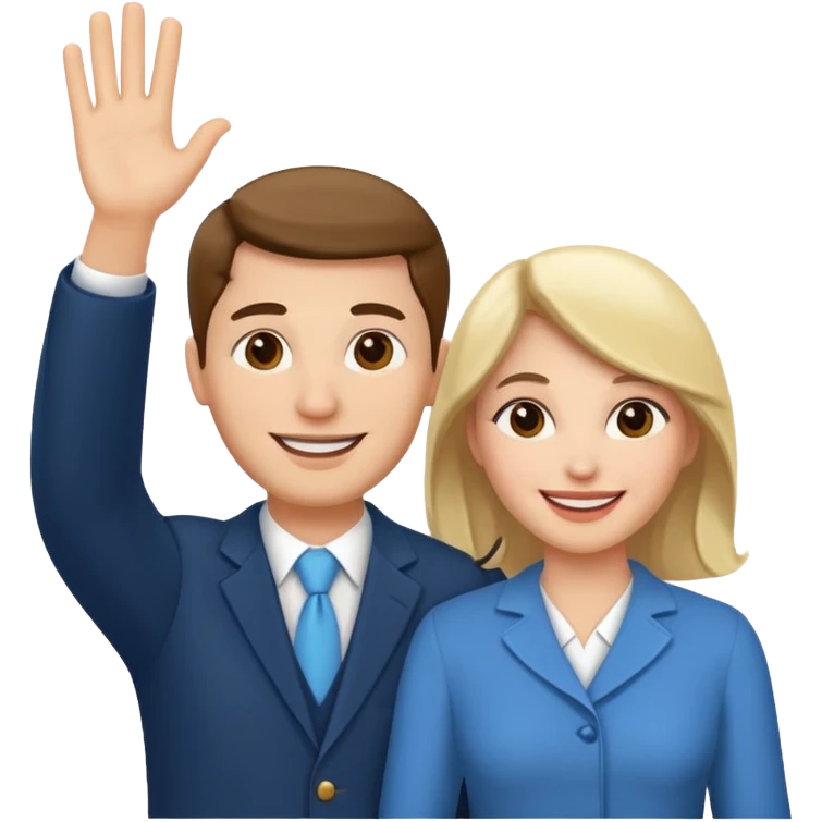 married couple waving emoji