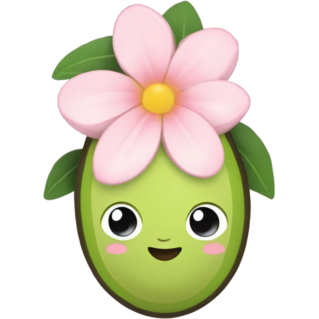 Cute avacado with pale pink flower emoji
