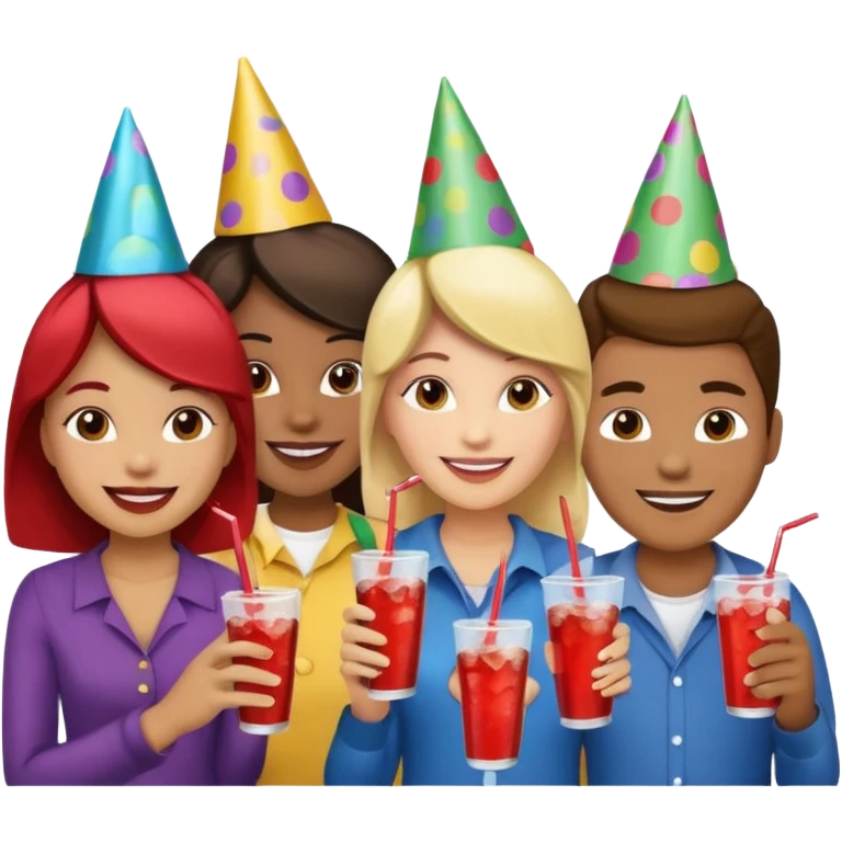 A group of hungry people having soda. emoji