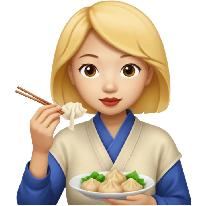 dumpling eat ginger woman emoji