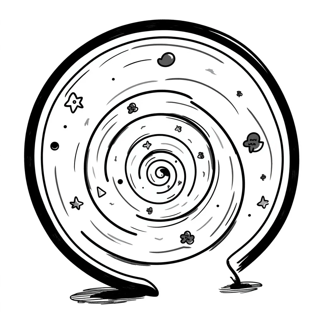 hand-drawn teleportation portal with spiraling vortex and magical symbols emoji