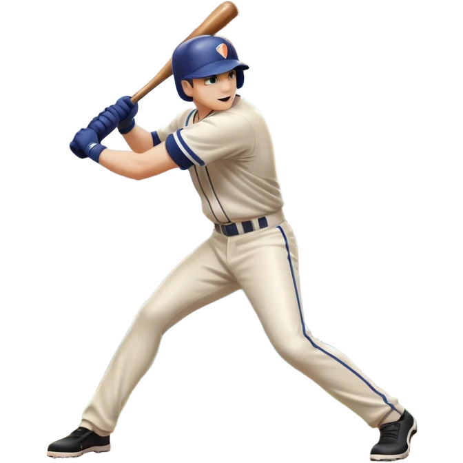 A baseball bat in mid-swing, with a ball flying towards the batter. The scene captures the motion and energy of the sport, with a blurred background of the diamond, batters’ box, and stands, emphasizing the precision and excitement of the game. emoji
