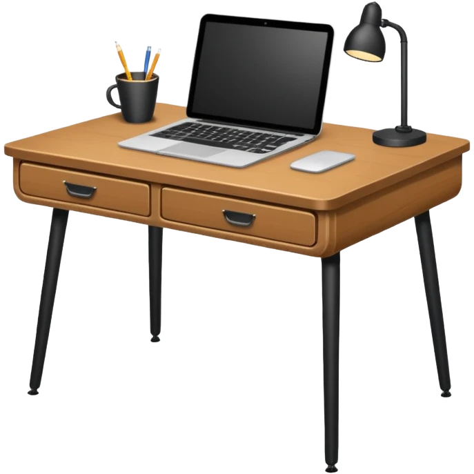 a desk table with 4 black metal legs emoji