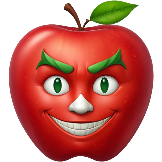 joker apple emoji with a green leaf emoji