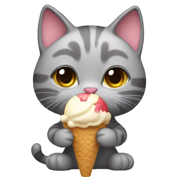  Kitty eating ice cream emoji