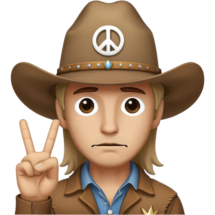 Sad cowboy with peace sign emoji